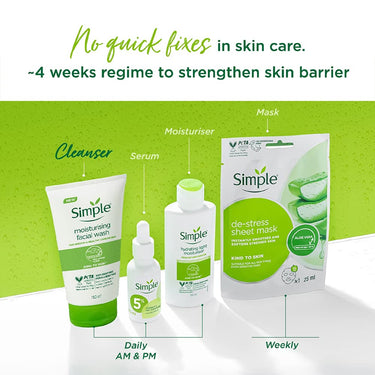 Simple Kind to Skin Replenishing Rich Moisturiser| Face Cream for All Skin Types| Sensitive Skin, 125 ml & Moisturising Facial Wash Facewash, No Soap 150 ml